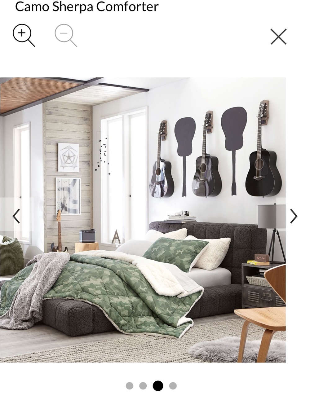 Pottery Barn Teen Camo Sherpa Comforter - Green and Cream